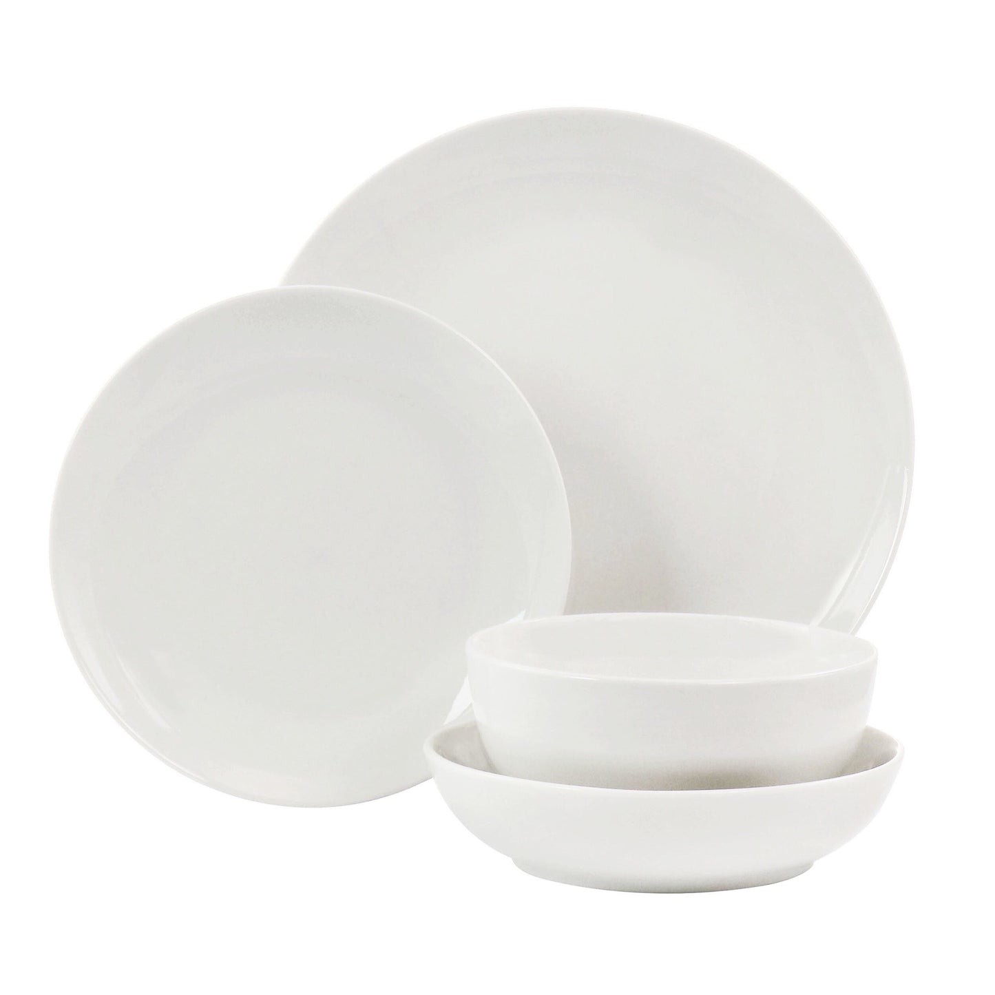 16 Piece Double Bowl Dinnerware Set in Porcelain