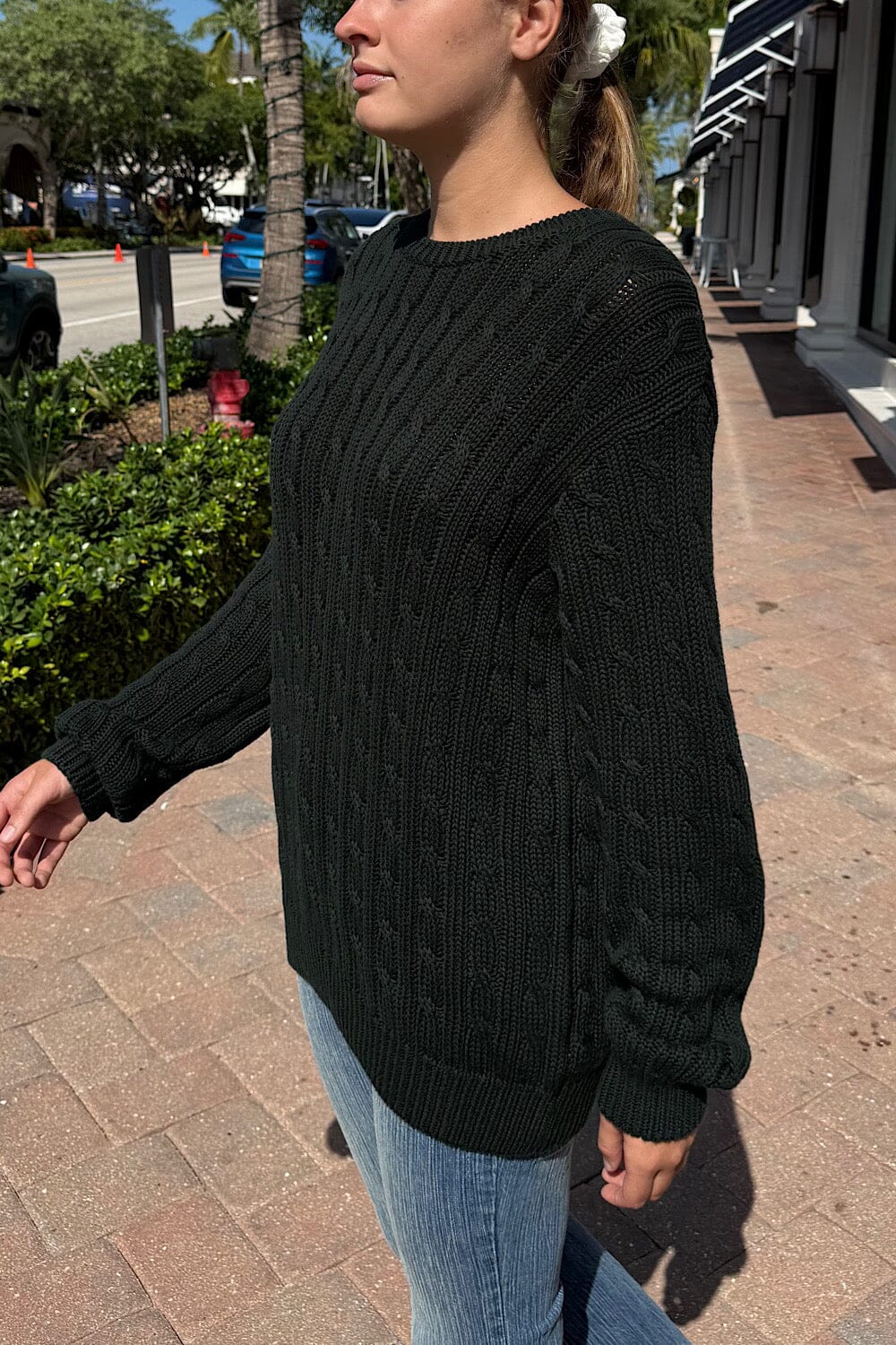 Brianna Cotton Cable Knit Sweater