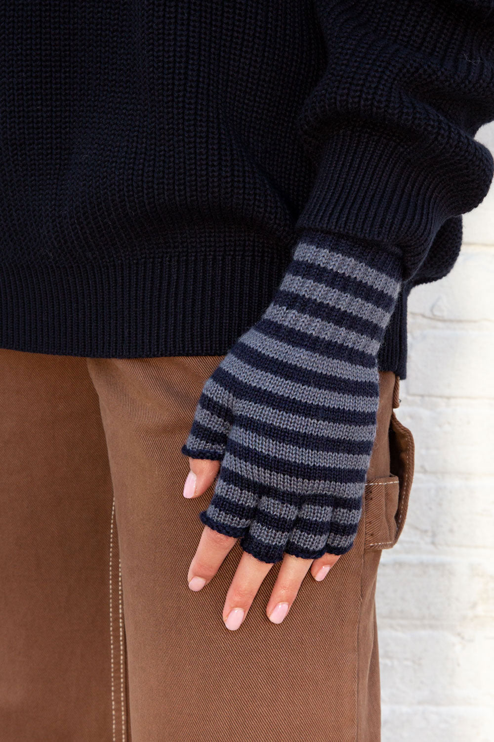 Fingerless Wool Striped Gloves
