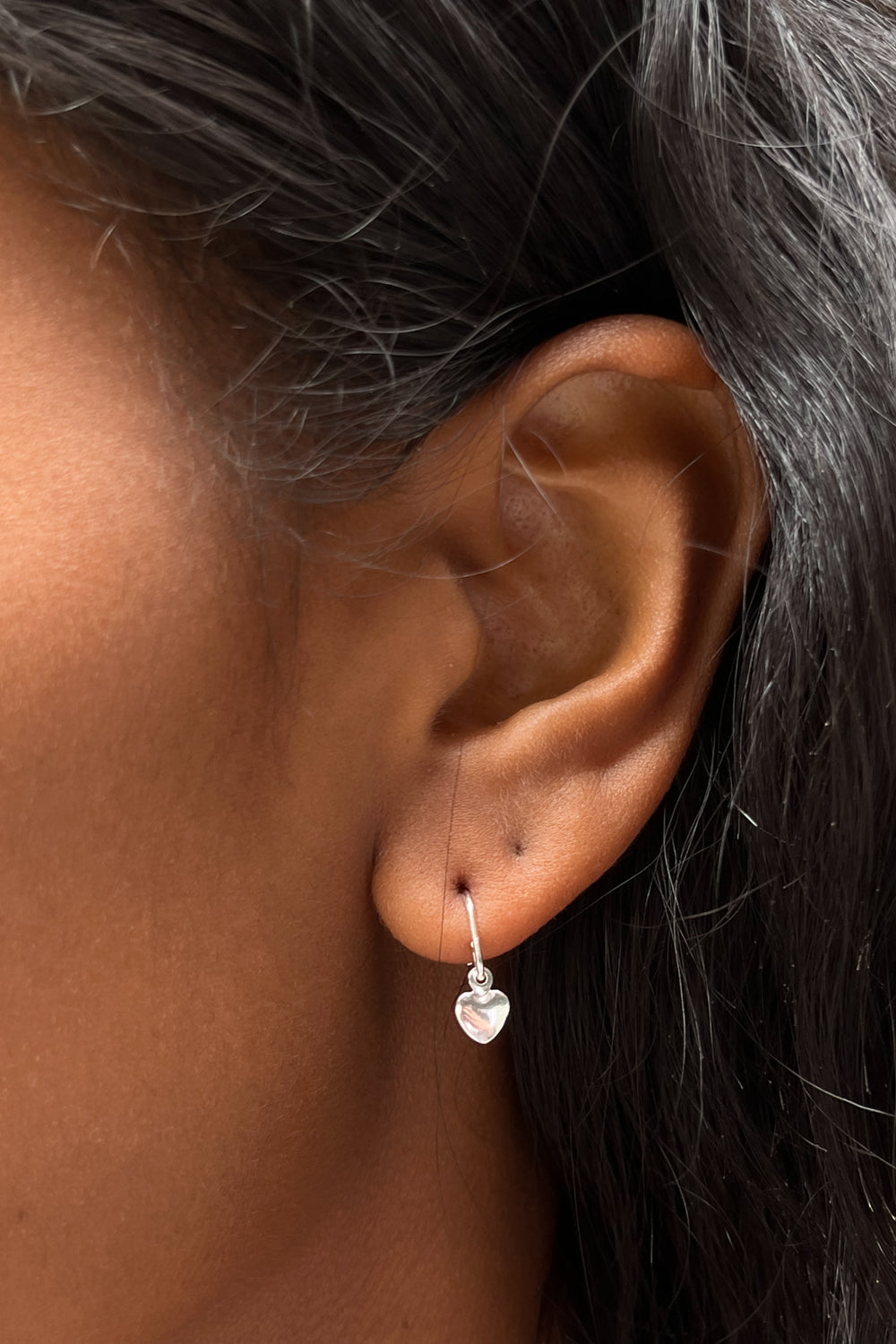 Sterling Silver Heart Charm Earrings