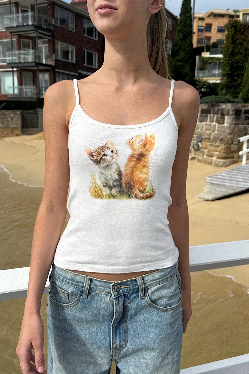 Skylar Kittens Scalloped Tank