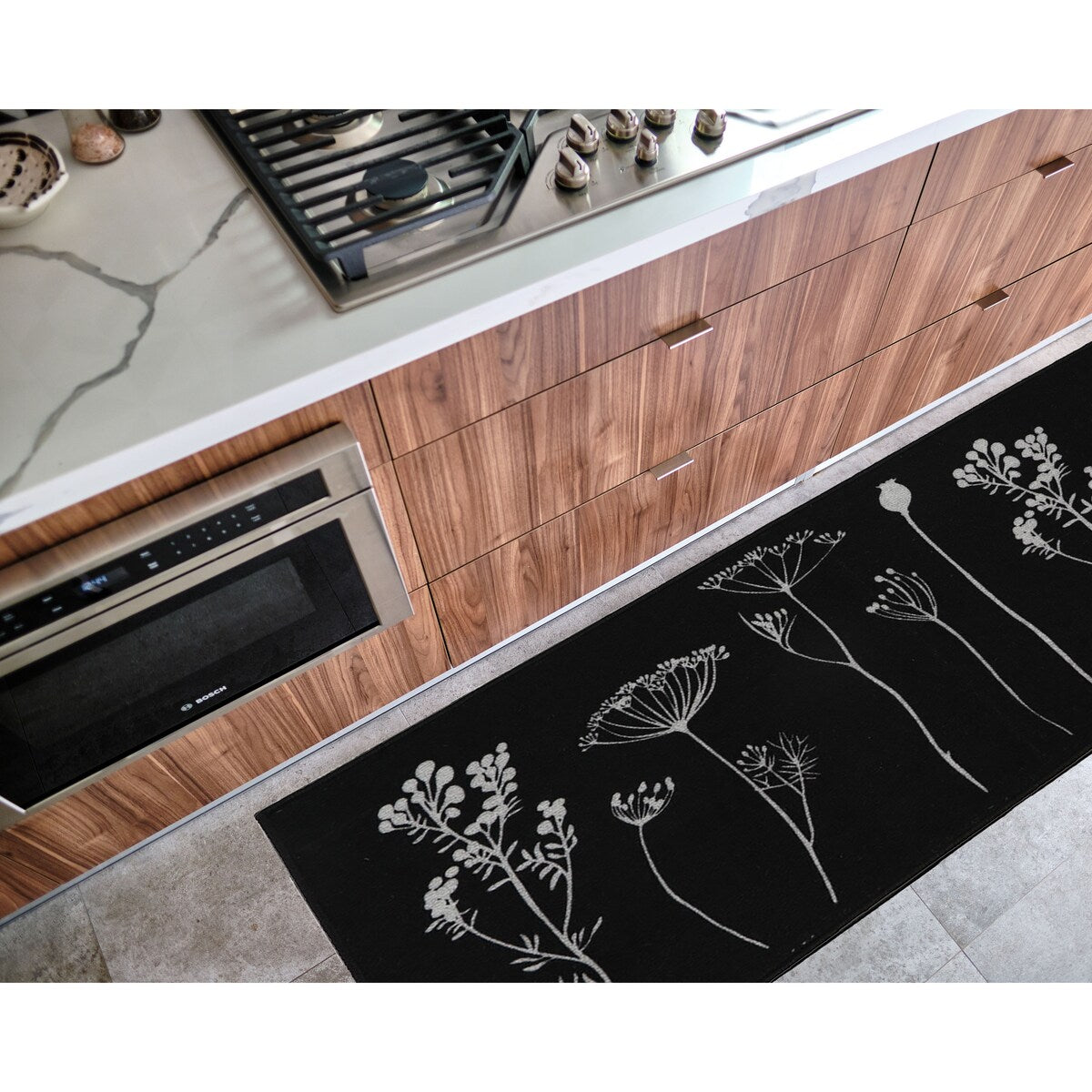 Wool Effect Wildflowers Kitchen Mat or Runner Rug