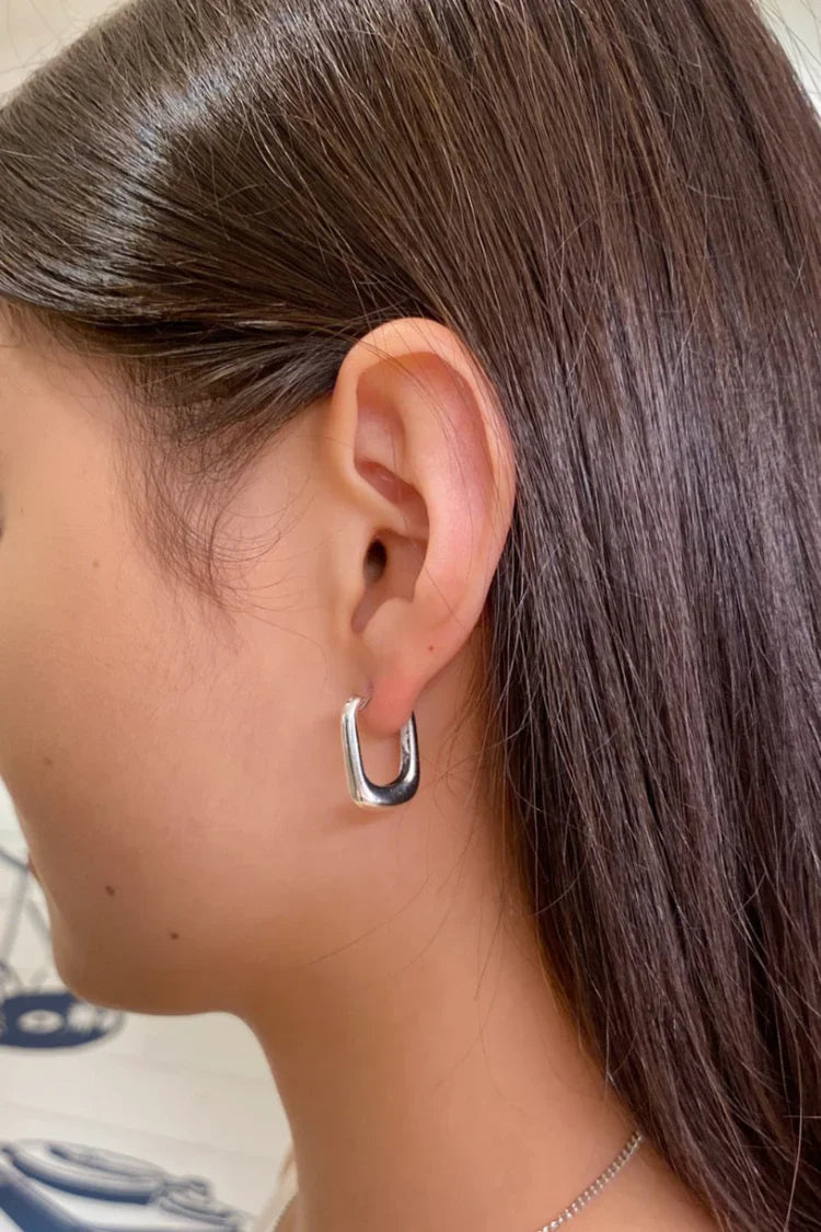 Sterling Silver Rectangle Hoops
