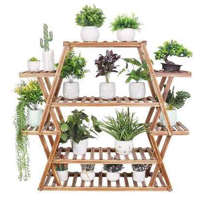 Wood Large Garden Plant Stand Indoor Outdoor Ladder Planter Rack Shelves