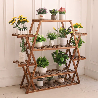 Wood Large Garden Plant Stand Indoor Outdoor Ladder Planter Rack Shelves