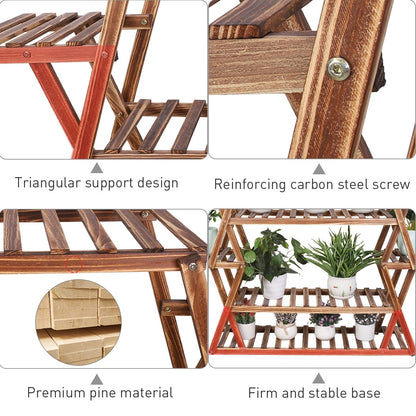 Wood Large Garden Plant Stand Indoor Outdoor Ladder Planter Rack Shelves